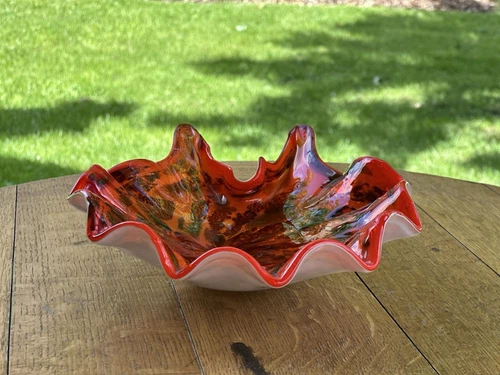 Vintage Mid Century Murano Tutti Frutti Art Glass Bowl Made In Italy