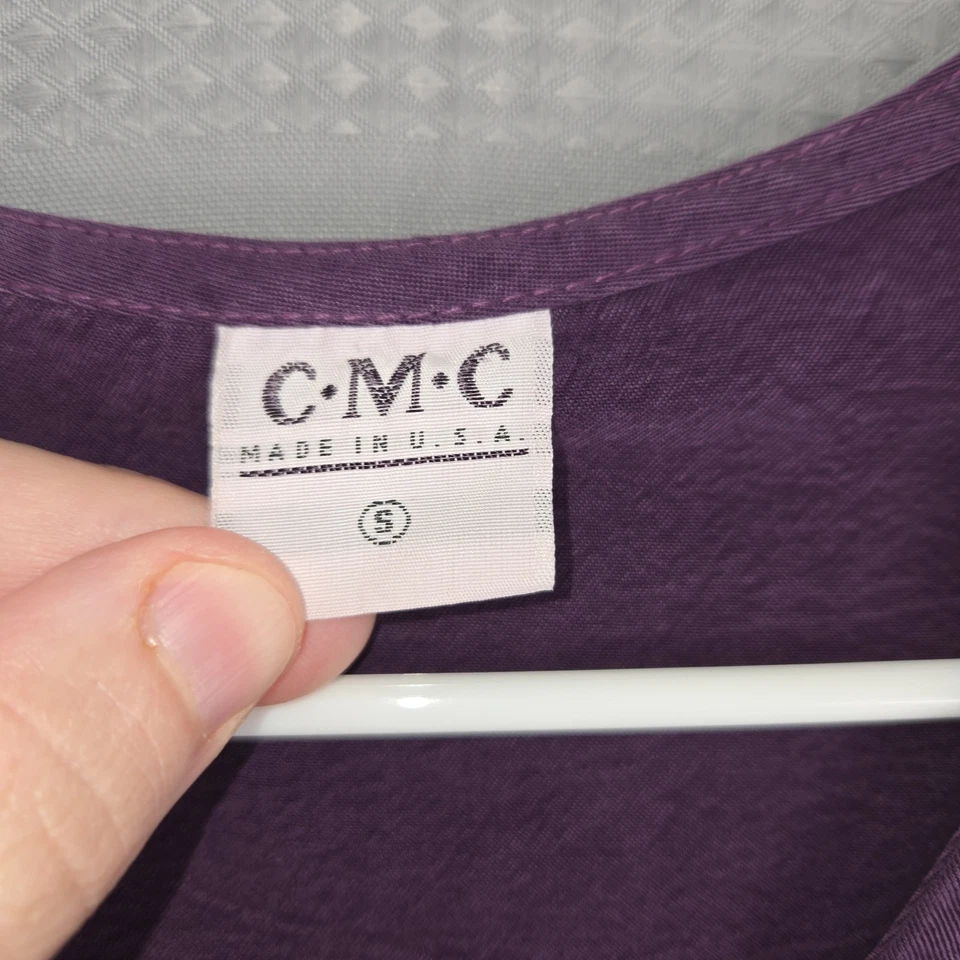 Blusa CMC Color Me Algodón Mujer Ciruela Púrpura Abotonada Manga 3/4 Cuello en V Talla S Foto 3 de 4
