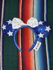 Disney Parks Blue Sequin Minnie Ears Star Headband Sorcerer Mickey Style