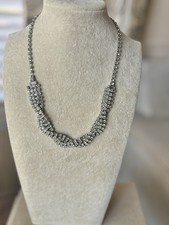 Vintage Mid-Century Rhinestone Bib Statement Necklace   Twisted, Multi-row