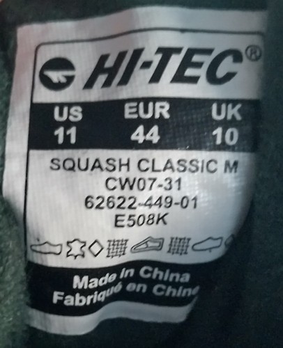 Hi-Tec Classic Squash Shoes Men's UK 10 EUR 44 Badminton Trainers Non-marking - Picture 11 of 11