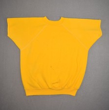 Vintage Blank Sweatshirt Mens Medium Yellow 80s Raglan Short Sleeve Crewneck