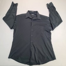 Arrow Shirt Mens 17 Black Button Up Stretch Comfort Wrinkle Free Stylish