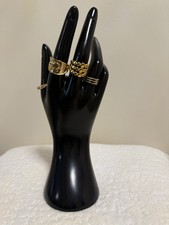Lot of 4 Gold Tone Metal Band Rings: Elephant...