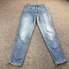 Vintage Lee High Rise Mom Jeans Womens 29 Light Wash Distressed 29x28.5 Denim
