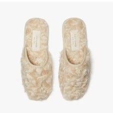 Kate Spade New York Dove Cream Faux Fur Slippers Slides Women's Size 11B NEW