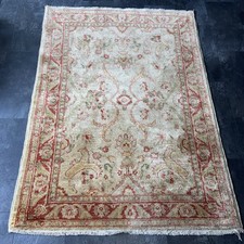 71” x 51” Large Vintage hand-knotted Ziegler Wool Rug Red & Beige