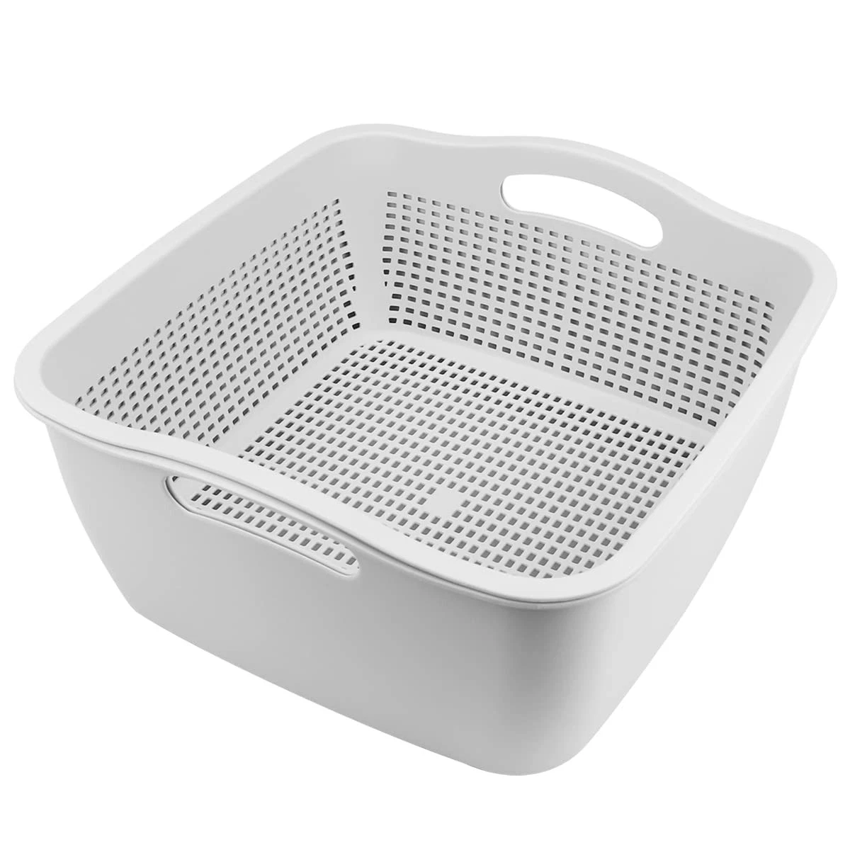 Grey DoubleLayer Draining Basket Plastic Fruit Vegetable Washing Basket