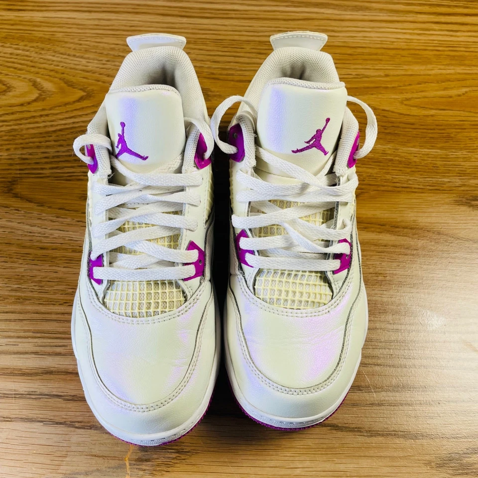 Nike Air Jordan 4 Retro GS Canyon Purple White Girls Youth Size 3Y Sneakers - Image 3 of 4