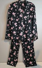 Lauren Ralph Lauren XS Pajama Set Cotton Black Floral Pants Top Logo NEW