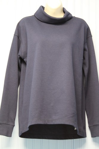Lands' End, Lands' End navy blue cotton blend stretch textured turtleneck pullover top M