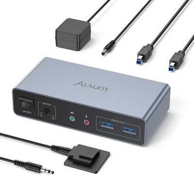 Alxum DisplayPort HDMI KVM-Switch, für 2 PCs & 2 Monitore, 4K@60Hz, Dual Monitor