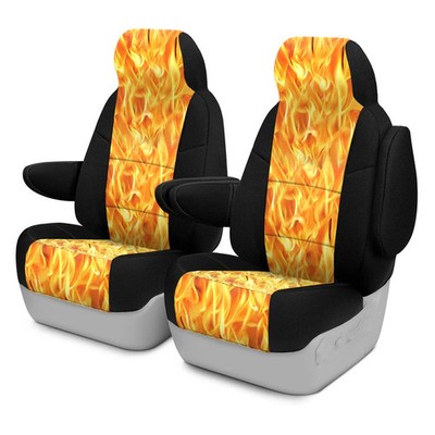 Coverking CSC2PD19TT10176 Neosupreme 1st Row Black & Flame Custom Seat Covers