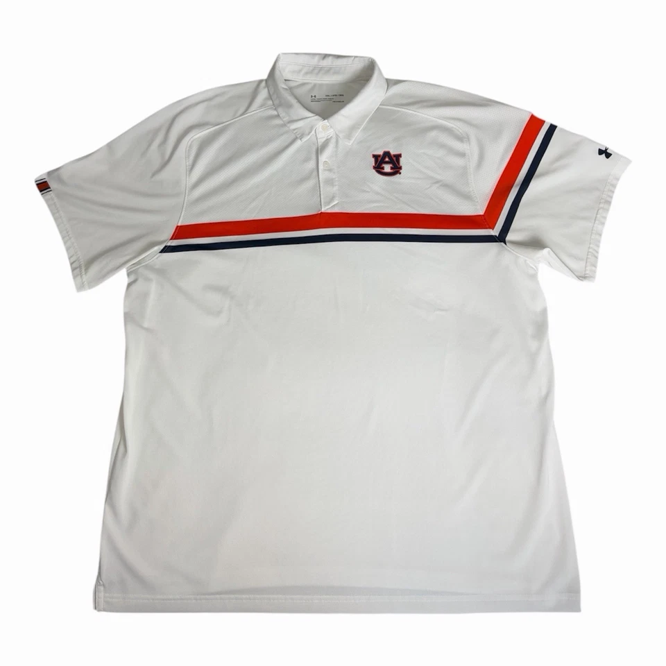 Auburn Tigers Under Armour Playoff Polo 3XL Blue Orange White Stripe Golf Shirt - Image 2 of 4