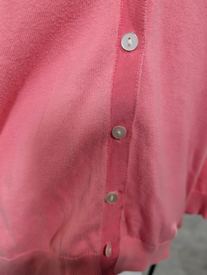 Lands' End Cardigan Sweater Pink Women's Knit 100% Supima Cotton Women's Size 1X - Image 3 of 4