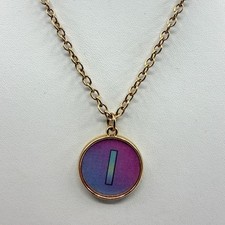 Gold Tone Chain Necklace Ombre Tone Letter I Pendant Unique Statement Jewelry