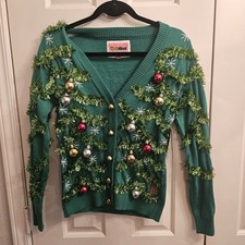 Tipsy Elves XS Ugly Christmas Sweater Gaudy Garland W/ Bells Ornaments