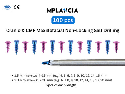 1.5/2.0mm Self-Drilling Mini Screws Maxillofacial Cross Drive Titanium Grade V