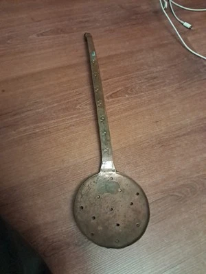 Ancien Ecumoir Cuivre Artisanal 42,5 Cm ac 12 - Photo 1/3
