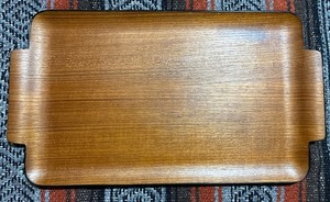 Vintage Teak Wood Serving Tray Japan Molded Rectangle Platter Mid Century Modern