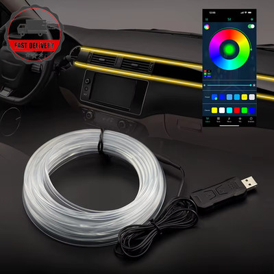Auto RGB Innenraum Ambiente Atmosphäre Lampe Neon Streifen Licht 5M USB LED APP Steuerung