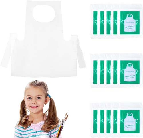 Disposable Aprons for Kids, 100 Pieces Plastic Clear kids Apron...