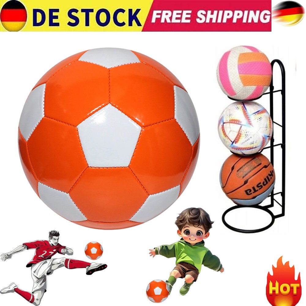 3 Ebenen Ballregal Indoor Metall Fußball Vertikal Aufbewahrung+ Kinder Fußball