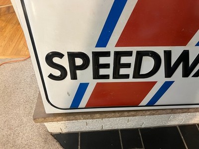 Rare Large Original Vintage Speedway embossed Aluminum Gas Station
