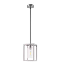 45.6 in. 1-Light Brushed Nickel Kitchen Island Pendant Light with Clear Glass Sh