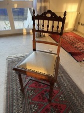2 Esszimmerstühle Gründerzeit um 1900 JH. Antik neu mit Leder bezogen TOP!