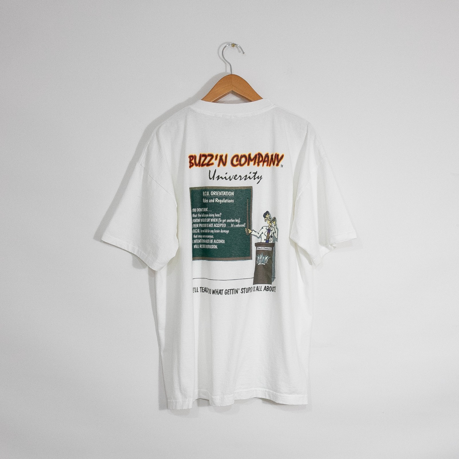 Vintage 90s Buzz'n Company Funny Drinking T Shirt 2XL  Unive