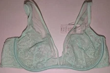 NWT SOMA 36D Breathtaking Unlined Plunge Back Closure Brook Green Lace