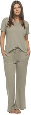 Felina Lauren X2401 Lounge Set 2-Piece Pajama Outfit   Crew Neck Tee  Flare XL