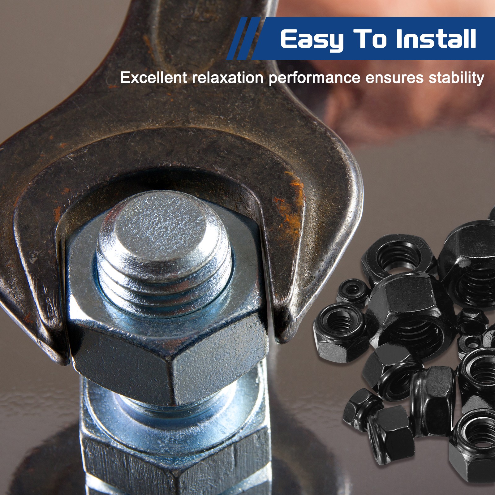 100Pcs Nylon Lock Hex Nuts - [M3 x 0.5], Carbon Steel Locknut, Black