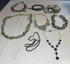 Vintage Costume Necklac Lot  Unbranded W/ 1 Monet & 1 Trifari Black Necklaces