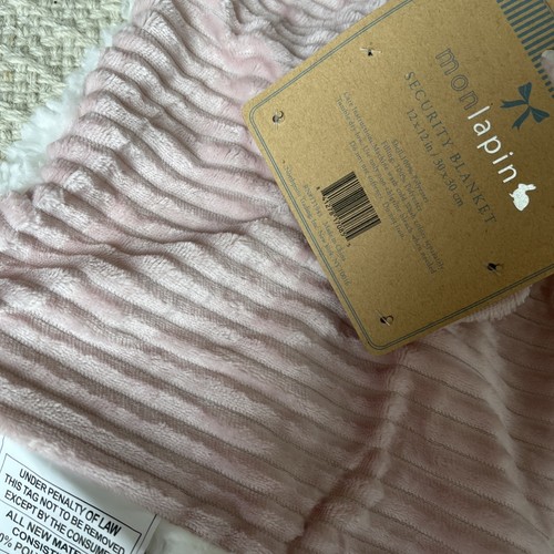 Mon Lapin Pink Elephant Plush Baby Security Blanket Lovey Ribbed Corduroy Sherpa - Picture 6 of 7
