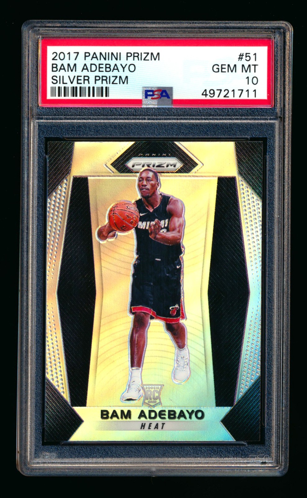 2017-18 PANINI PRIZM #51 BAM ADEBAYO RC SILVER REFRACTOR ROOKIE PSA 10 GEM MINT!