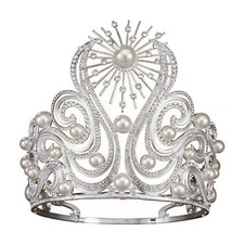 Decorative Tiara-Style Crown Ornate Crystal Bridal Crown Symmetrical