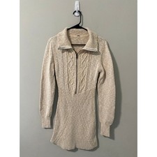 Free People Mont Blanc Mini Dress, Cable-Knit Sweater, Size Large