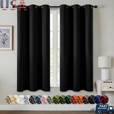 Blackout Curtains Thermal Insulated Light Blocking Grommet Panels 2 Pack New