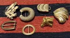VINTAGE GOLD TONE WOMANS 7 PIECE BELT BUCKLE LOT ASSORTED ESTATE