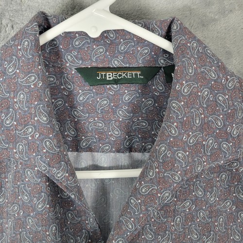 JT Beckett Shirt Mens Size M Paisley Long Sleeve USA Made Vintage Preppy Classic - Picture 9 of 16