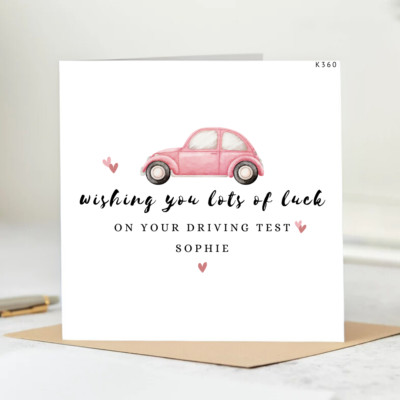 Personalised Good Luck On Your Driving Test Card | Driving Test Good Luck Card