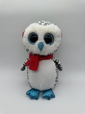 2018 Holiday Ty Beanie Boos NESTER White Owl Medium Buddy 9" Used