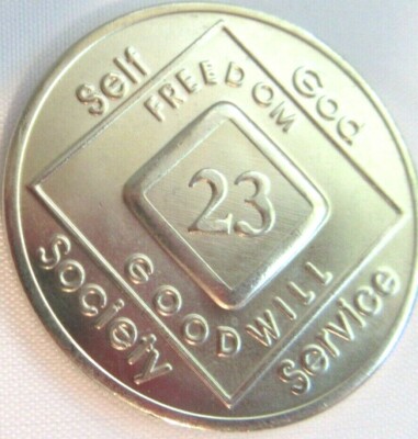 Narcotics Anonymous 23 year Medallion Bronze NA Coin Chip Token Clean