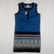 Loft NEW Mini Summer Dress Womens 10 Blue Geometric Button Up Casual Party NWT