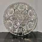 Anchor Hocking Round Tray Platter "Star Of David"  13.5" Vintage Clear Glass