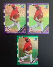 (x3) 2019 Bowman Chrome Genesis Cabrera Rookie PURPLE SHIMMER, PURPLE & GREEN
