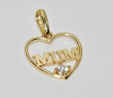 9ct Yellow Gold Diamond MUM Heart Shaped Pendant