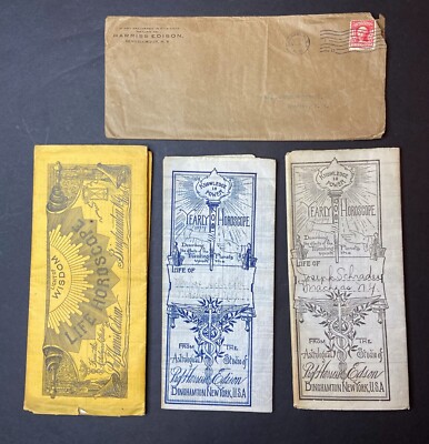 RARE 3 Early Personal Horoscopes -Same Person 1906-08 Harris Edson Binghamton NY